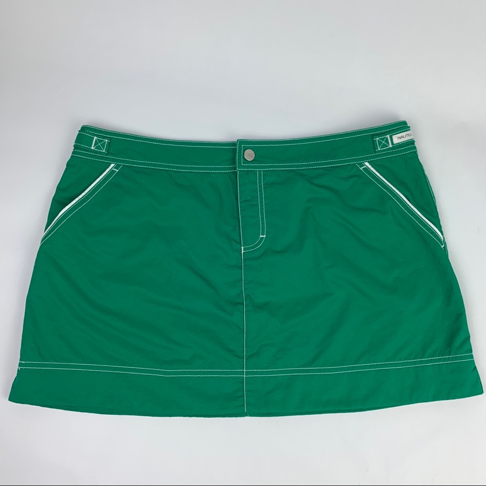 Nautica Mini Skirt Nylon Green M E6